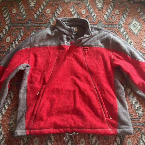 NWT RC Outdoor Supply Sherpa Fleece Collared Pullover in Red & Grey large - Picture 6 of 10